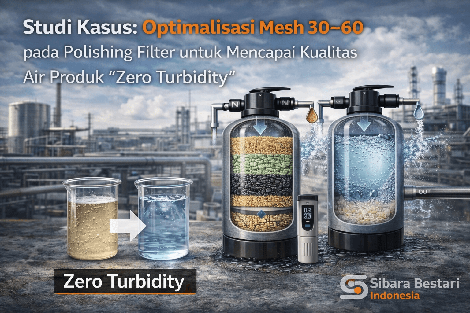 Studi Kasus Optimalisasi Mesh 30–60 pada Polishing Filter untuk Mencapai Kualitas Air Produk Zero Turbidity