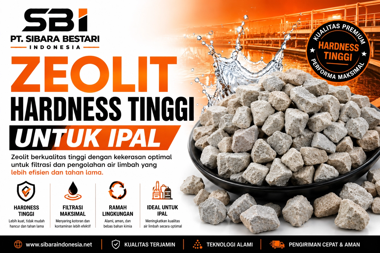 Zeolit Hardness Tinggi untuk IPAL: Solusi Efisiensi Media Filtrasi dan Penyisihan Amonia di Industri