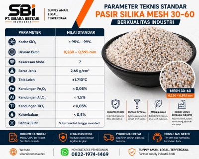 parameter tekhnis pasir silika mesh 30-60