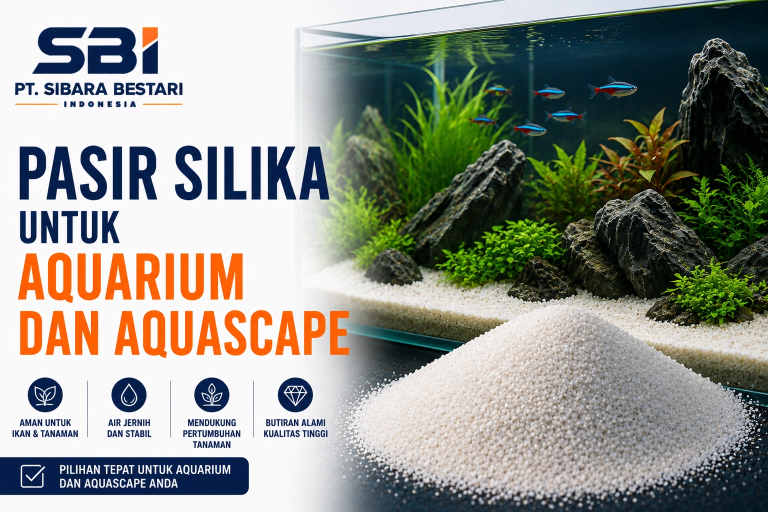 pasir silika untuk aquarium dan aquaspace