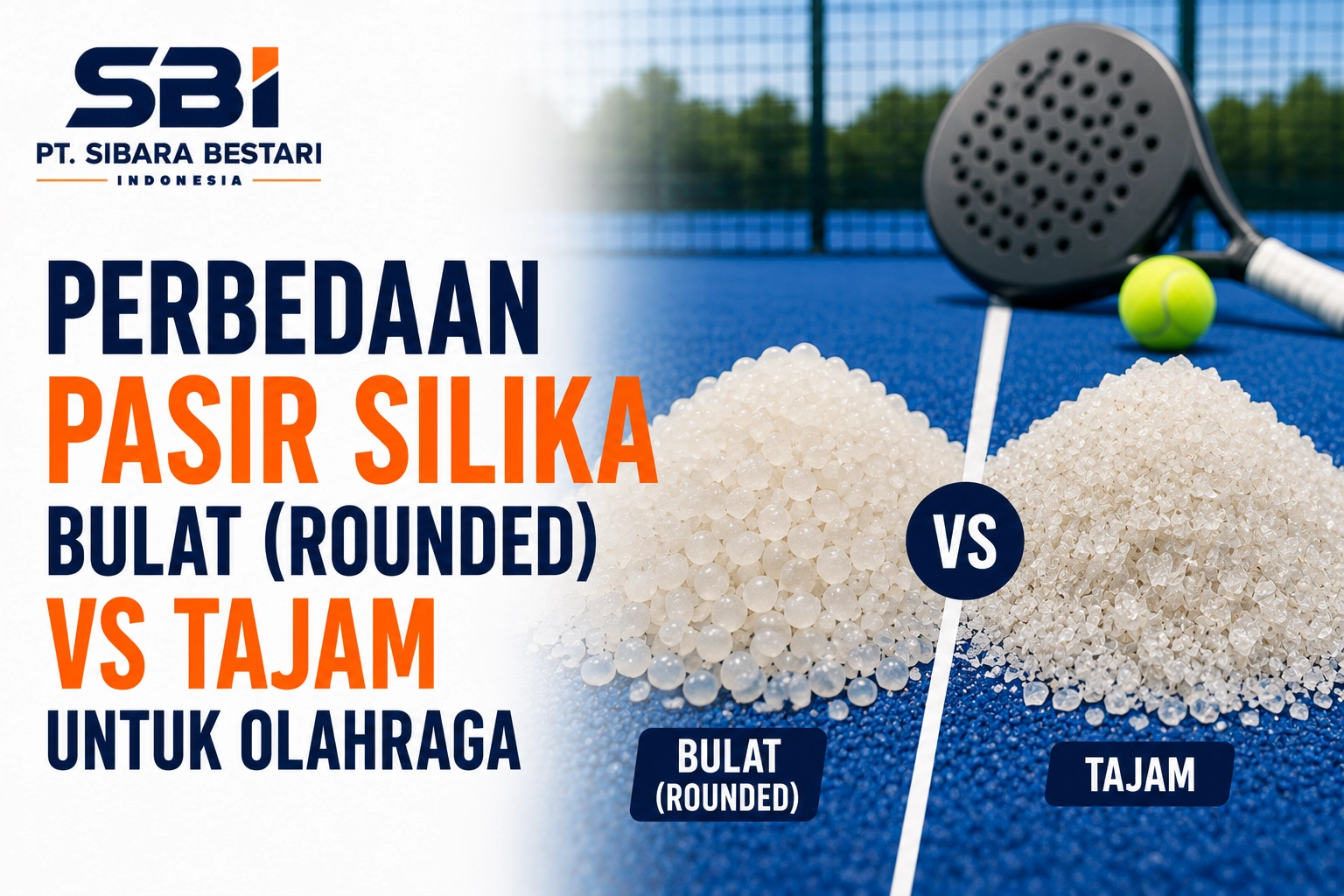 perbedaan pasir silika bulat vs tajam untuk olahraga