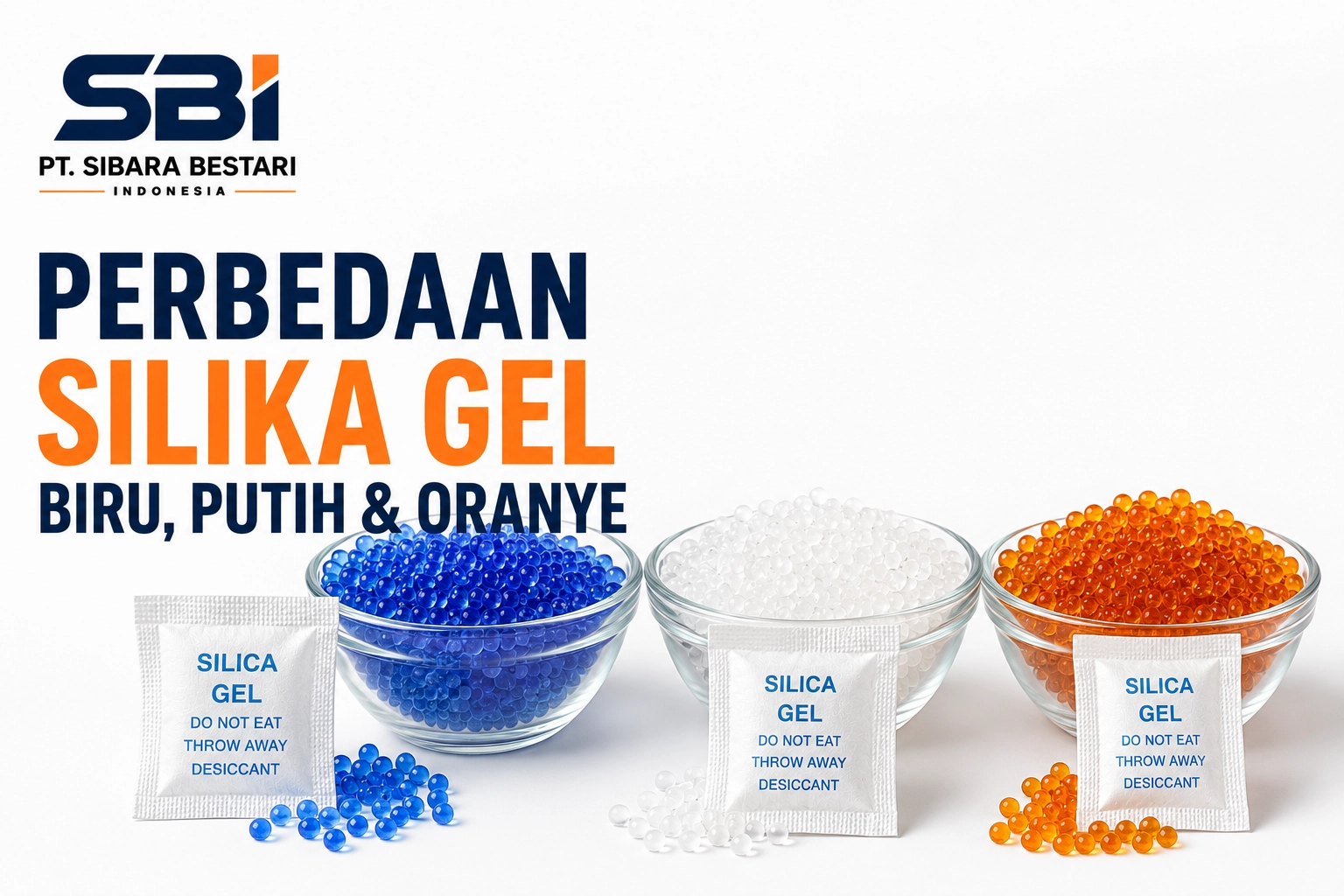 perbedaan silika gel biru, putih dan oranye