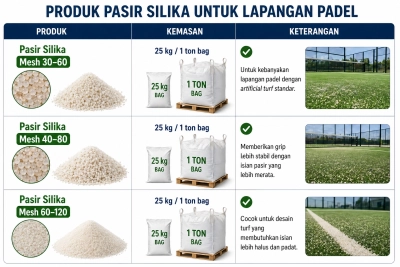 produk pasir silika untuk lapangan padel
