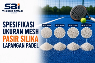 spesifikasi ukuran mesh pasir silika lapangan padel