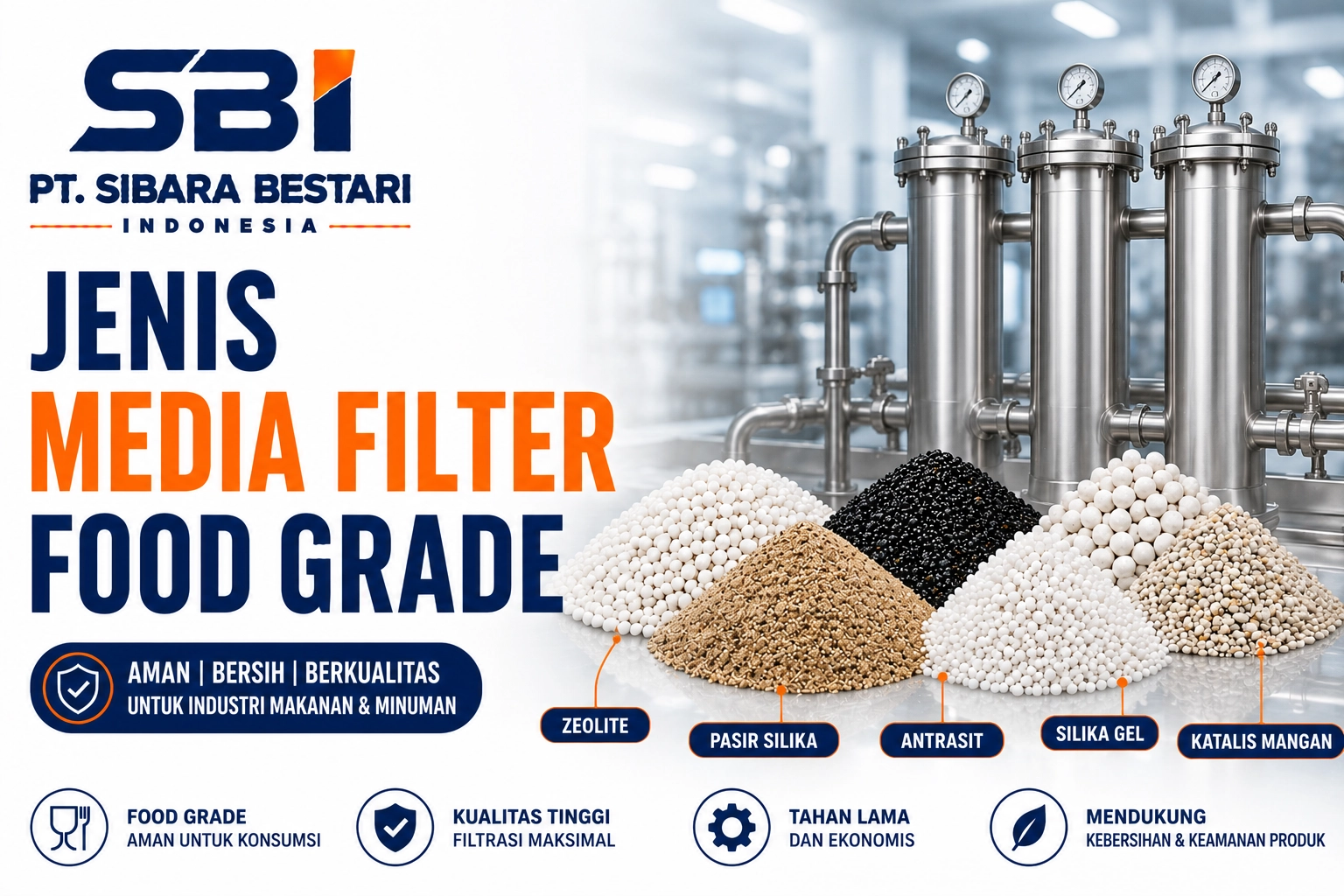 jenis media filter food grade