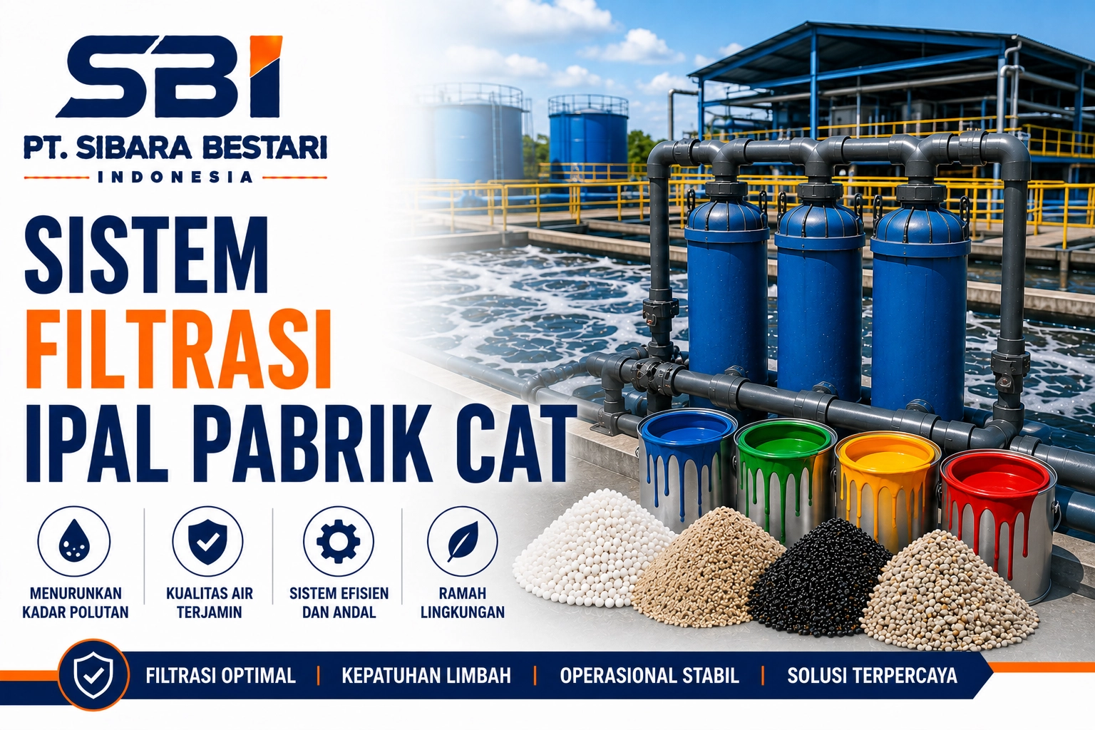 sistem filtrasi ipal pabrik cat