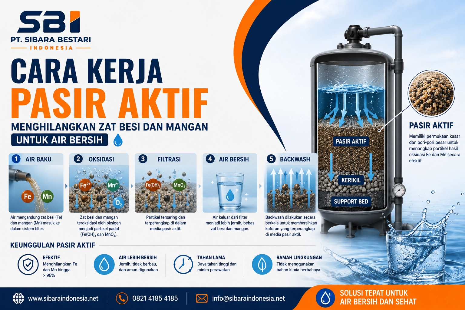 Cara kerja pasir aktif menghilangkan zat besi