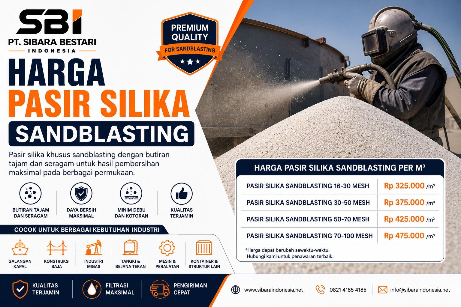 harga pasir silika sandblasting