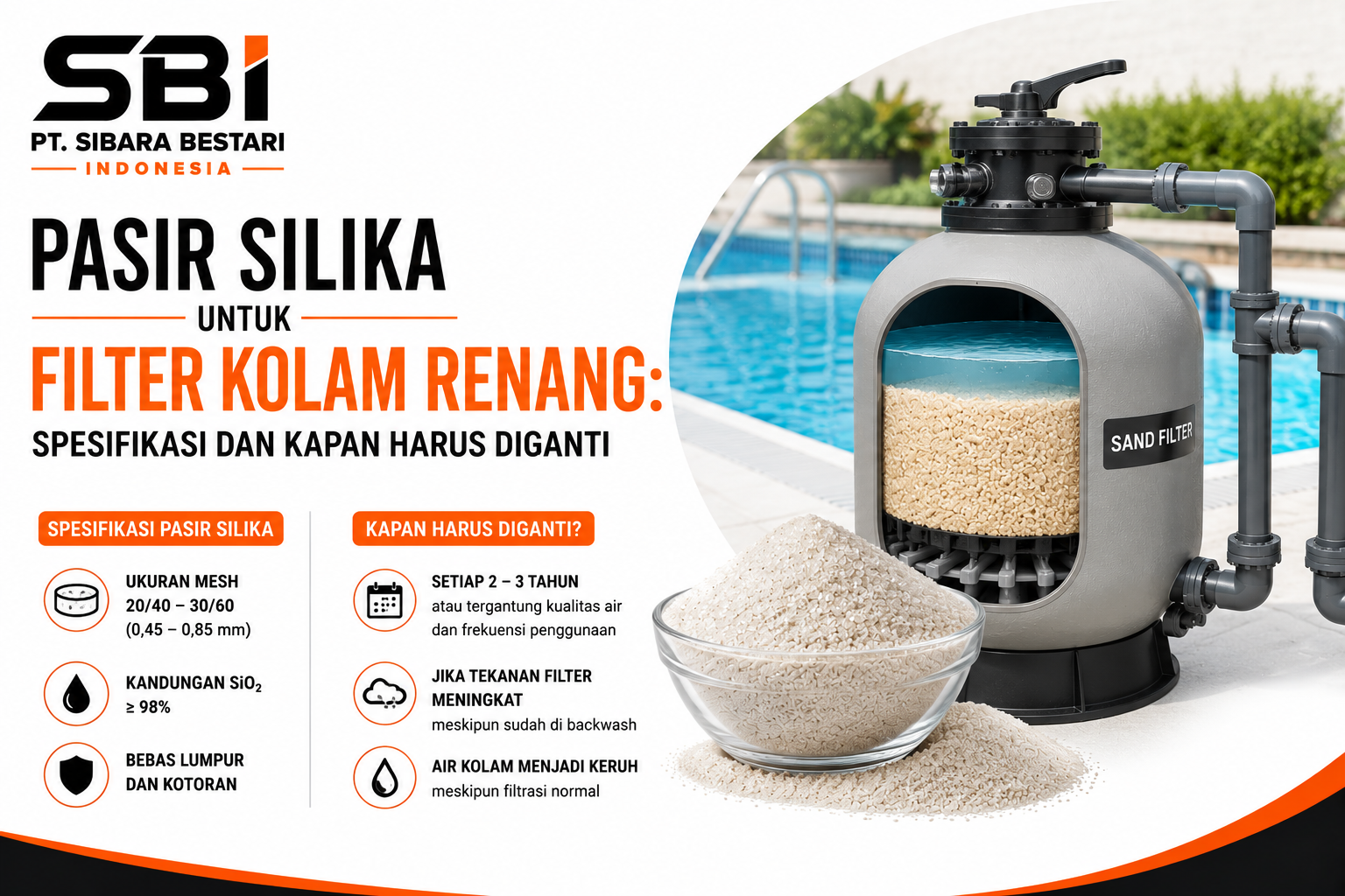 pasir silika untuk filter kolam renang