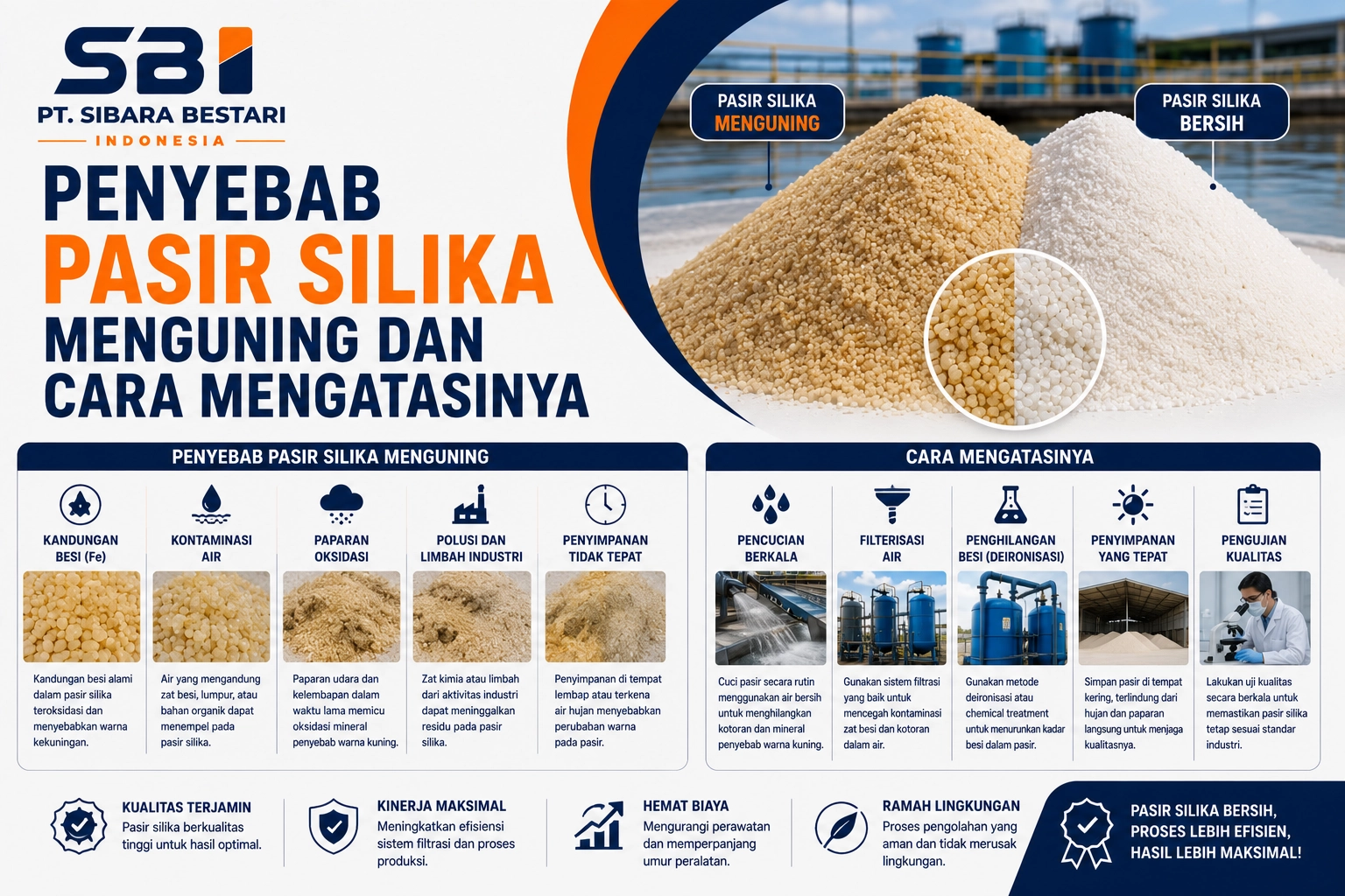 penyebab pasir silika menguning