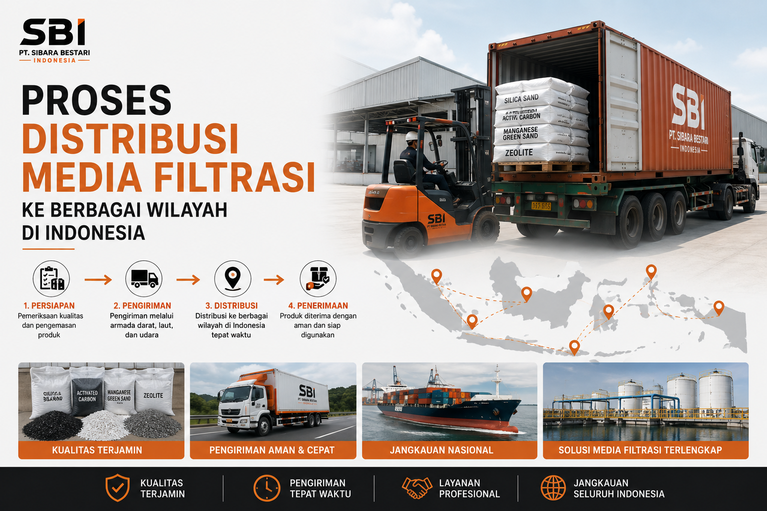 proses distribusi media filtrasi indonesia